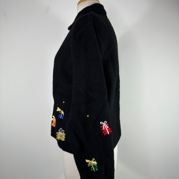 New Karen Scott Sport Boiled Wool Christmas Holiday Cardigan Knit Sz Petite L - Picture 7 of 15